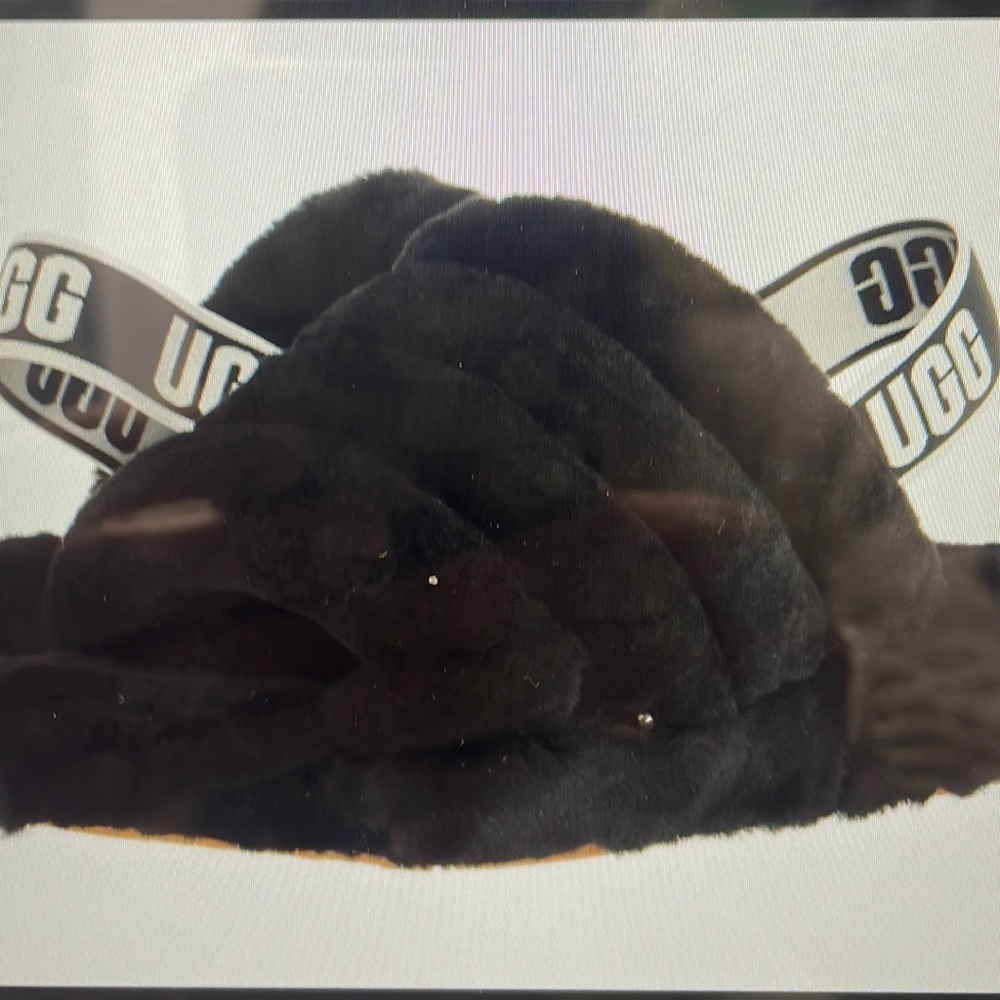 UGG Women's Black Fluff Yeah Slide Slipper NWOT - Picture 3 of 4